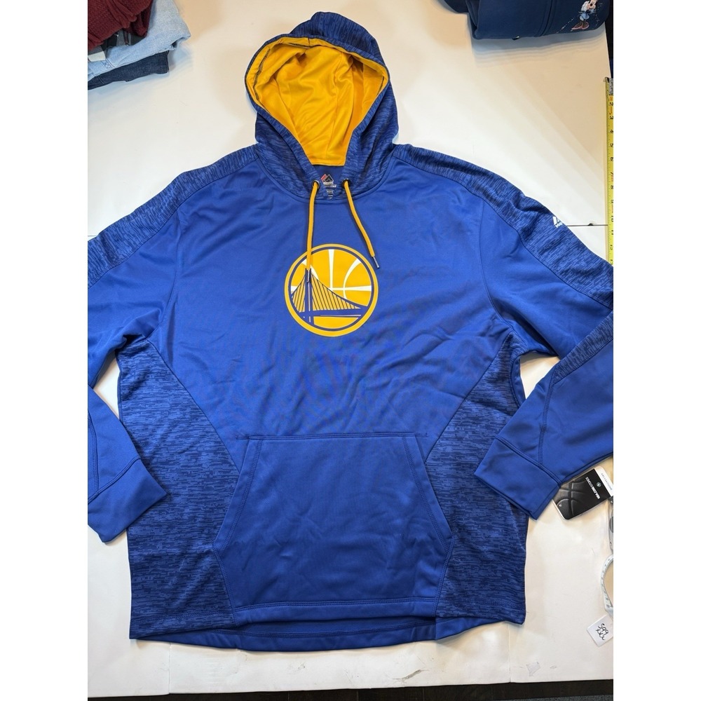 Golden State Warriors Hoodie Men's 2XL Blue Majestic Therma Base NBA NWT